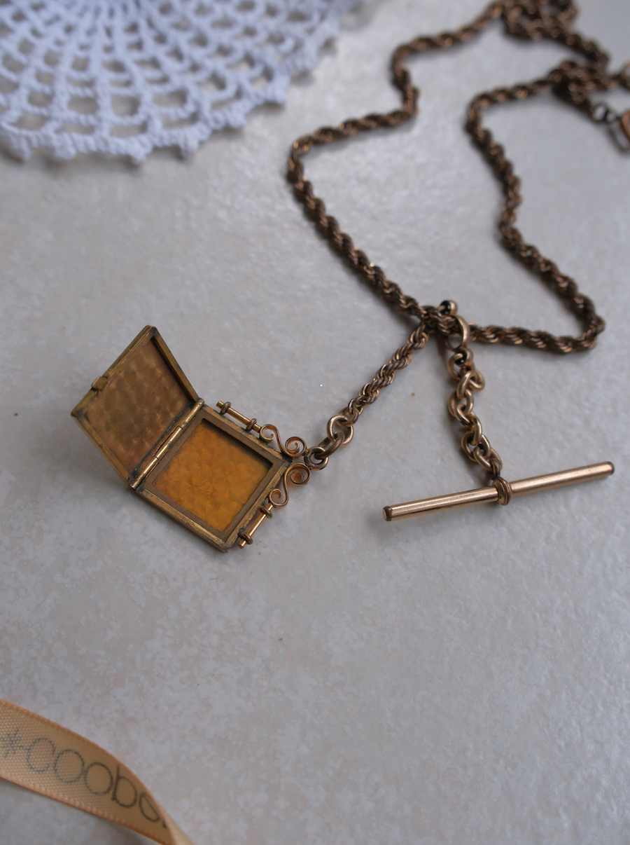 Etta Gold-Filled T-Bar, Locket Necklace - Stone Cooper