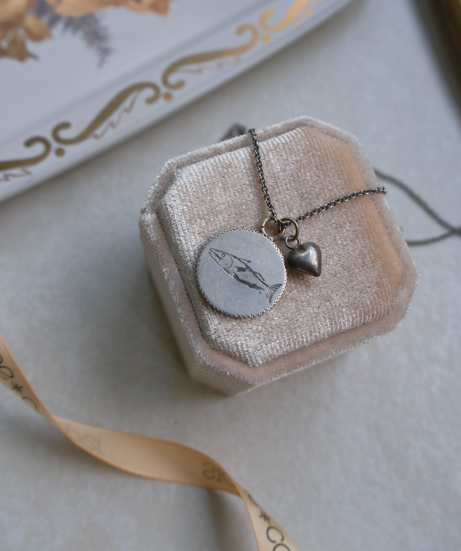 1898 Sterling Love Token Fish Necklace - Stone Cooper