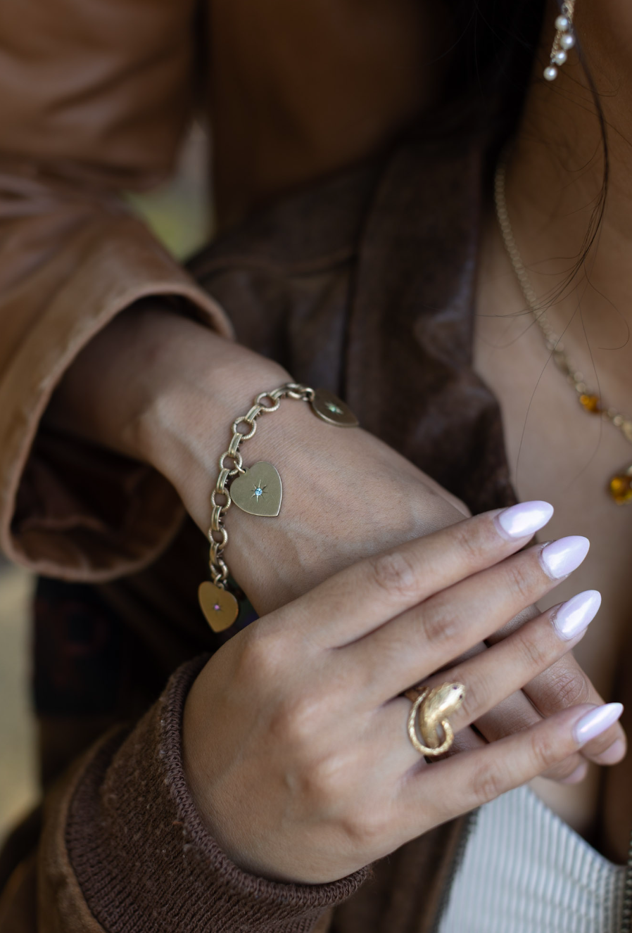 Carol Gold-Filled Birthstone Heart Bracelet - Stone Cooper