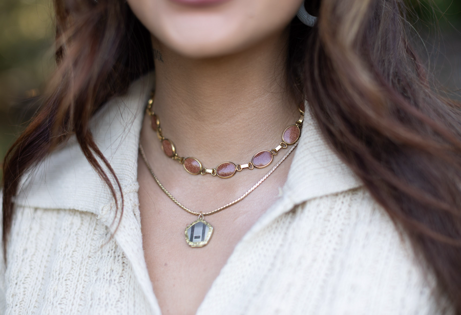 Simon Gold-filled Goldstone Necklace - Stone Cooper