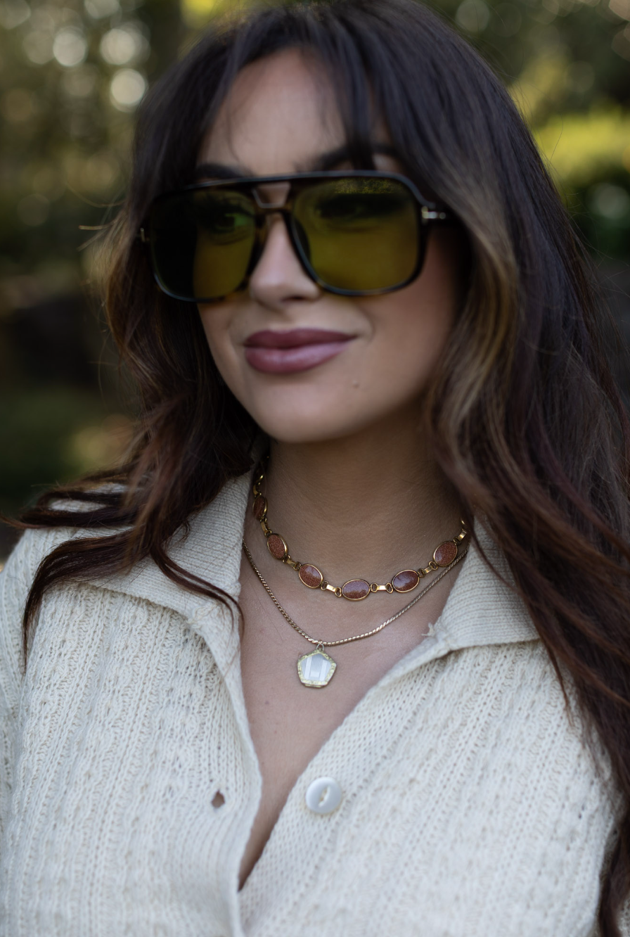 Simon Gold-filled Goldstone Necklace - Stone Cooper