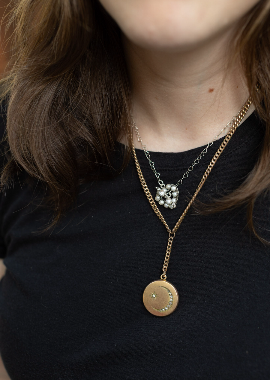 Pearl Silver Heart Toggle Necklace - Stone Cooper