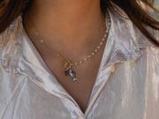 Lucky Purple Fish Necklace with Moonstone - Stone Cooper