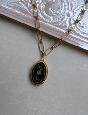 Hedwig Gold-Filled Black Enamel Locket - Stone Cooper