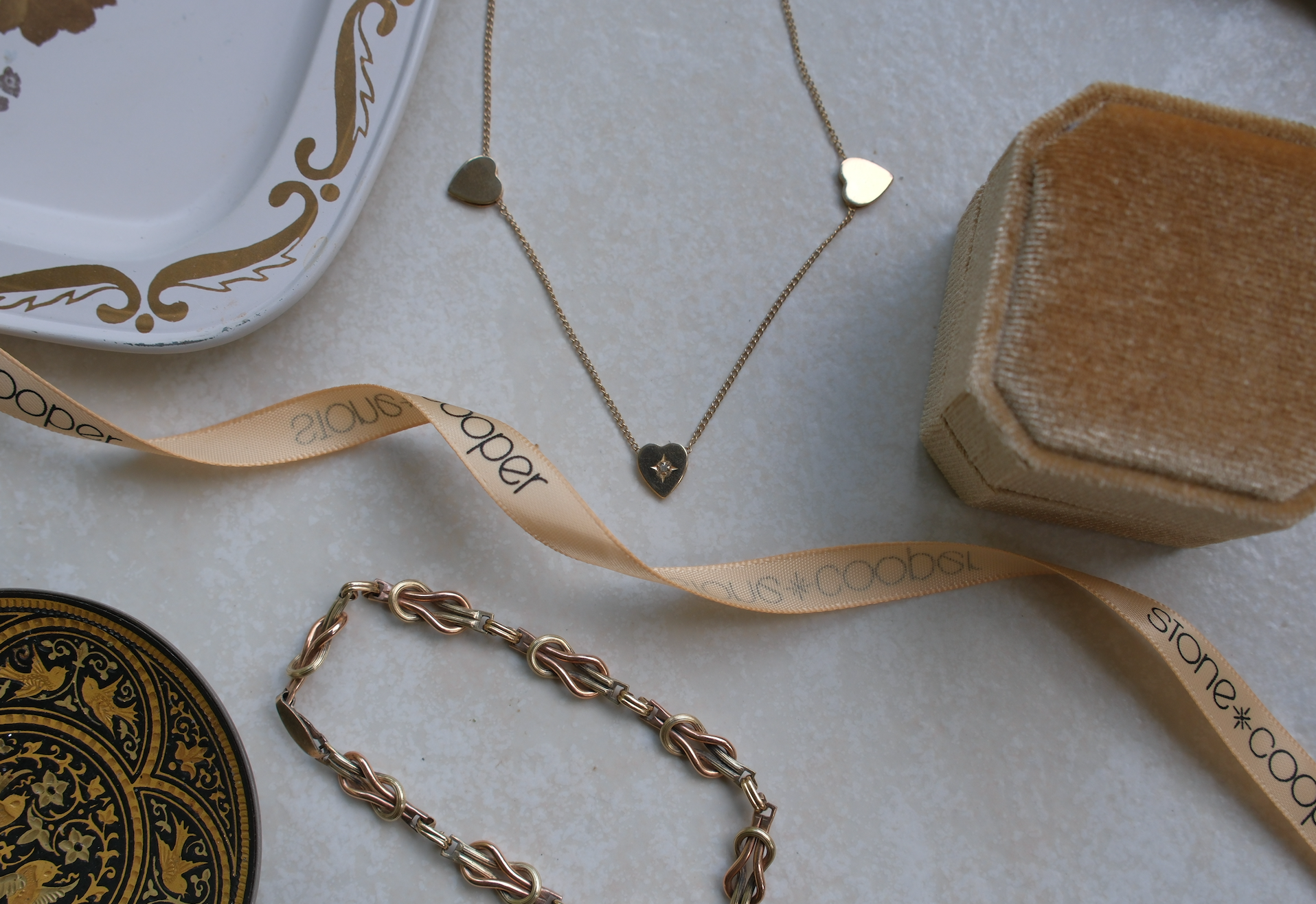 Whitney Gold-Filled Diamond Hearts Necklace - Stone Cooper