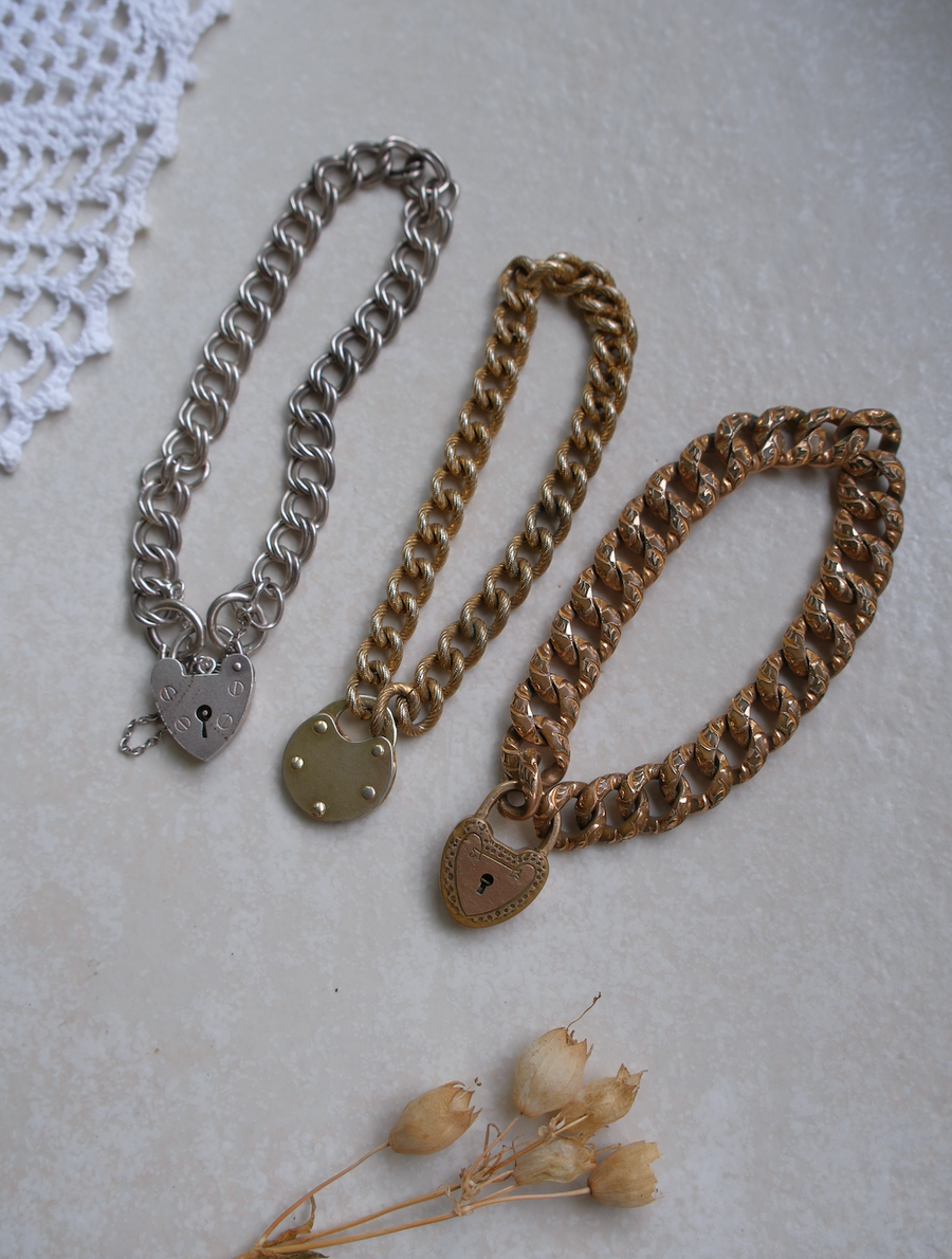Marie Antique Gold-Filled Padlock Heart Bracelet - Stone Cooper