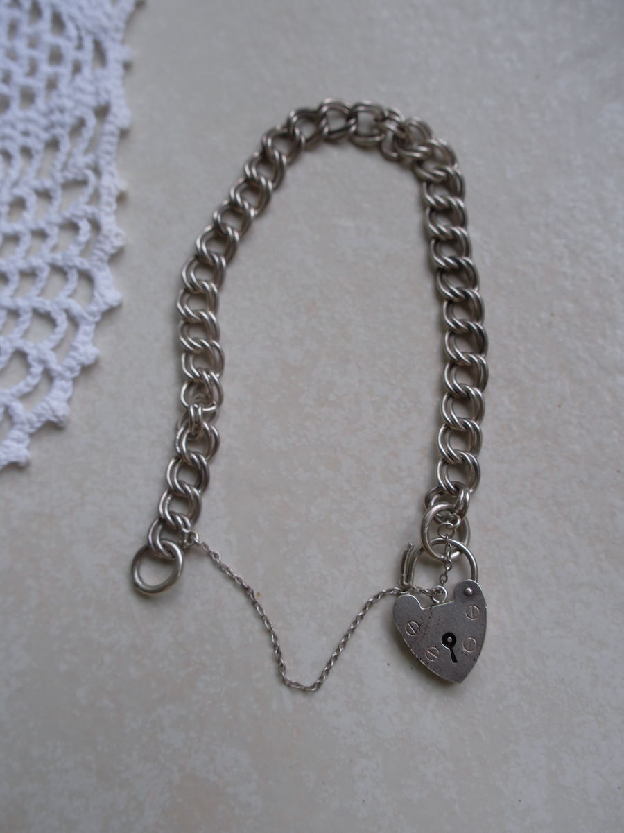 Julie Sterling Padlock Heart Bracelet - Stone Cooper