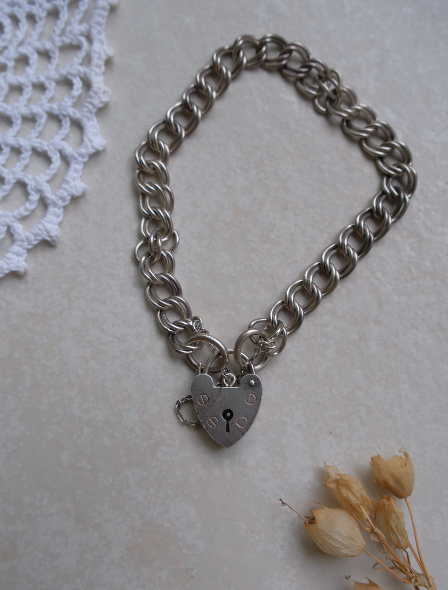 Julie Sterling Padlock Heart Bracelet - Stone Cooper