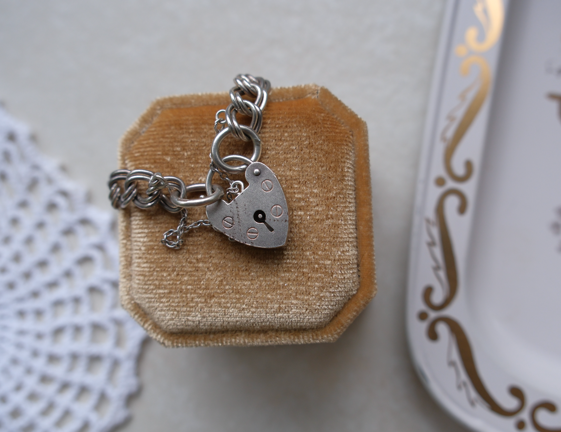 Julie Sterling Padlock Heart Bracelet - Stone Cooper