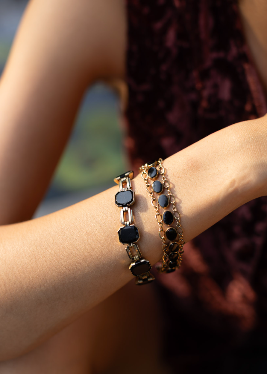 Rilla Onyx & Chain Gold-Filled Bracelet - Stone Cooper