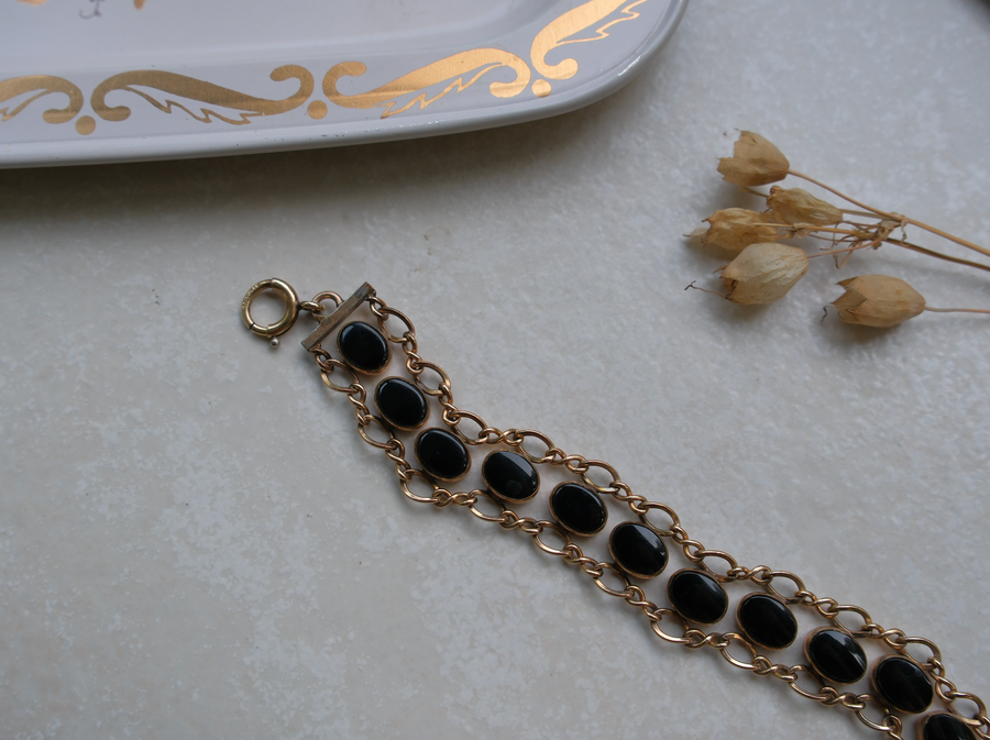 Rilla Onyx & Chain Gold-Filled Bracelet - Stone Cooper