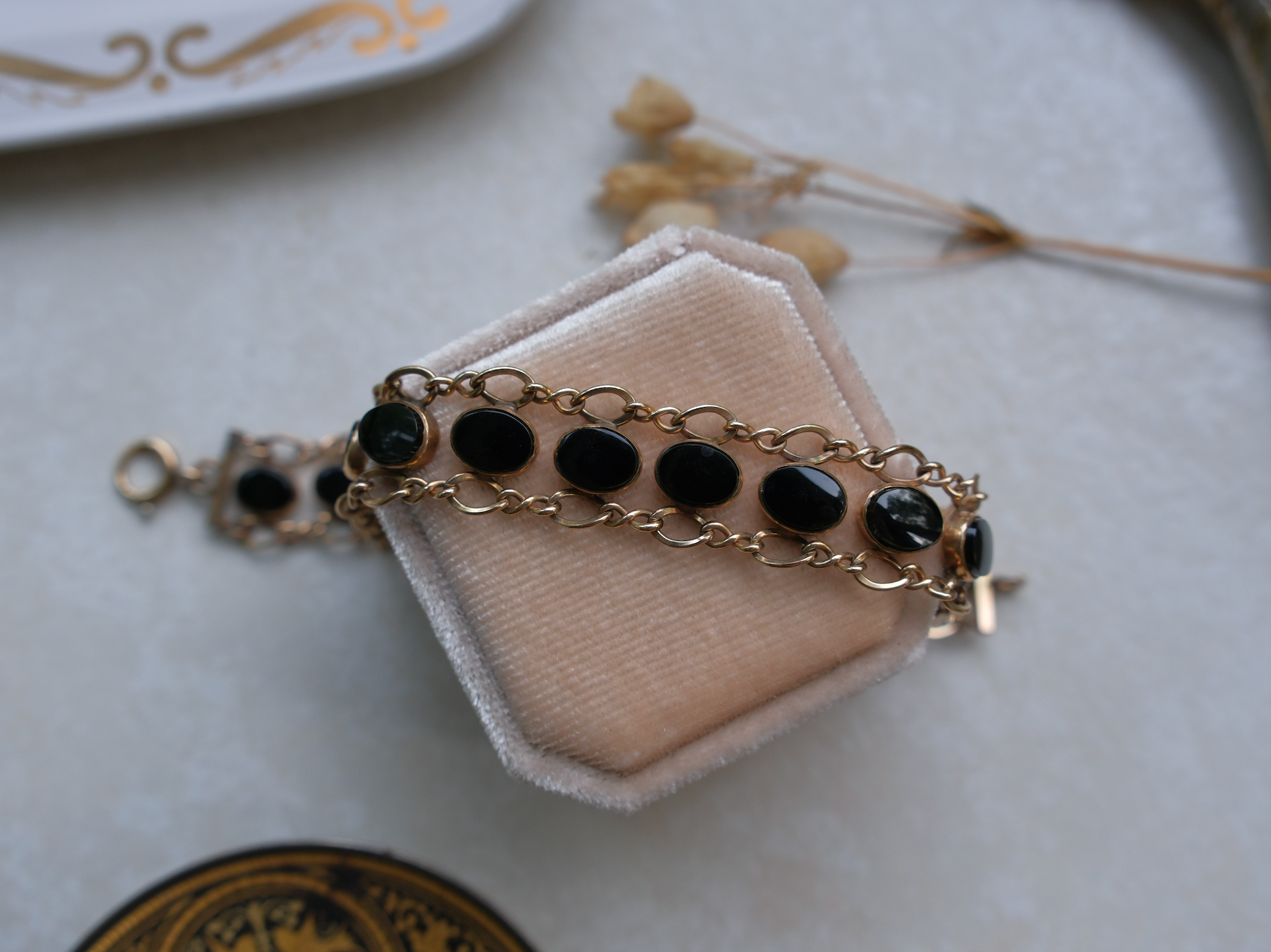 Rilla Onyx & Chain Gold-Filled Bracelet - Stone Cooper