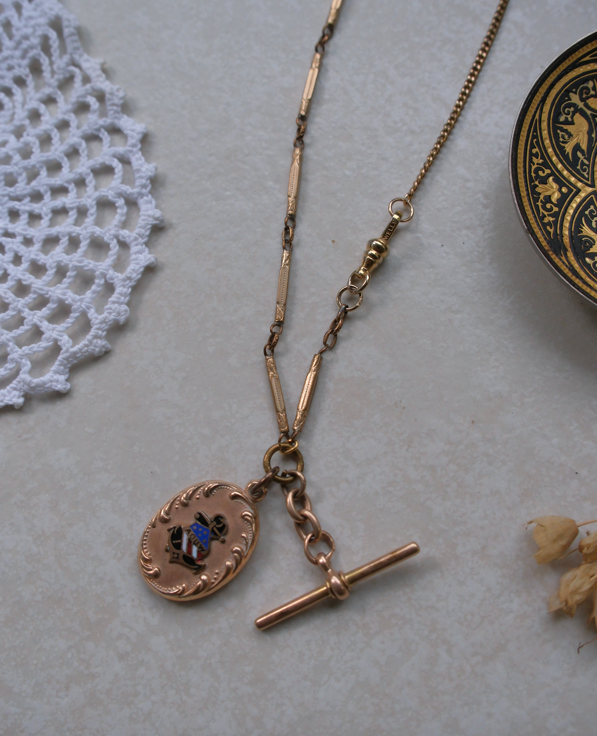 Gold-Filled 'AOUW' Fob Necklace - Stone Cooper