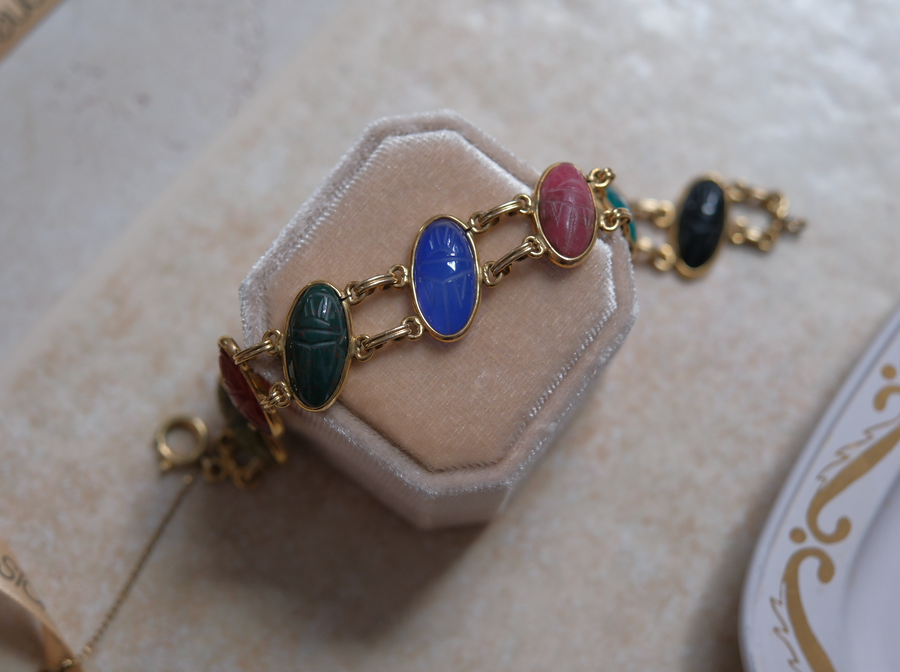 Moyra Double Gold-Filled Scarab Bracelet - Stone Cooper