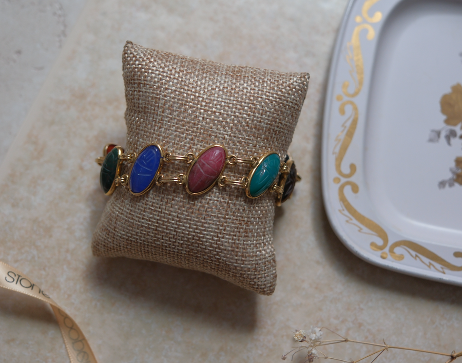 Moyra Double Gold-Filled Scarab Bracelet - Stone Cooper
