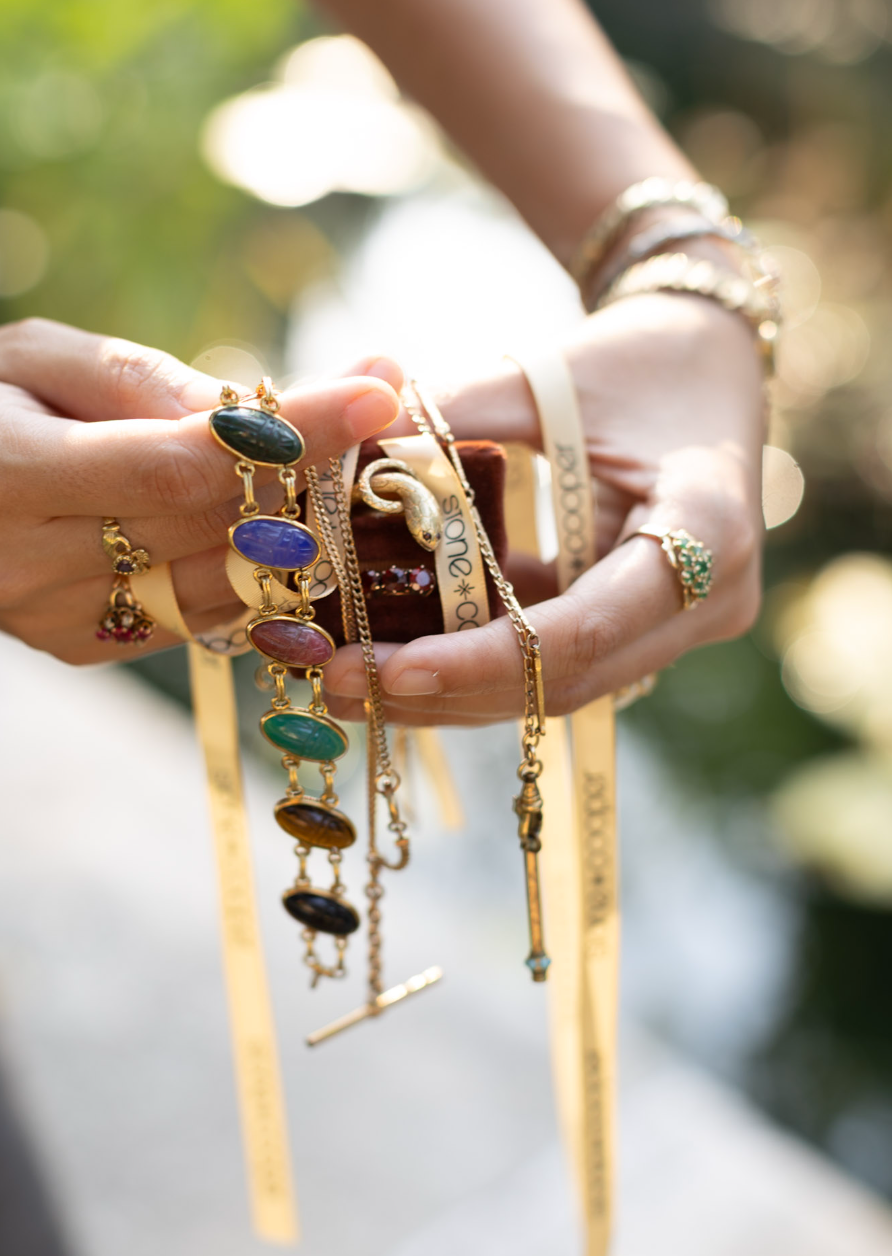 Moyra Double Gold-Filled Scarab Bracelet - Stone Cooper