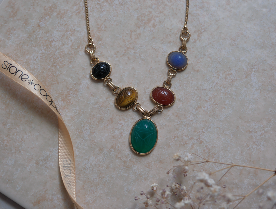 Layla Gold-Filled Scarab Lariat - Stone Cooper