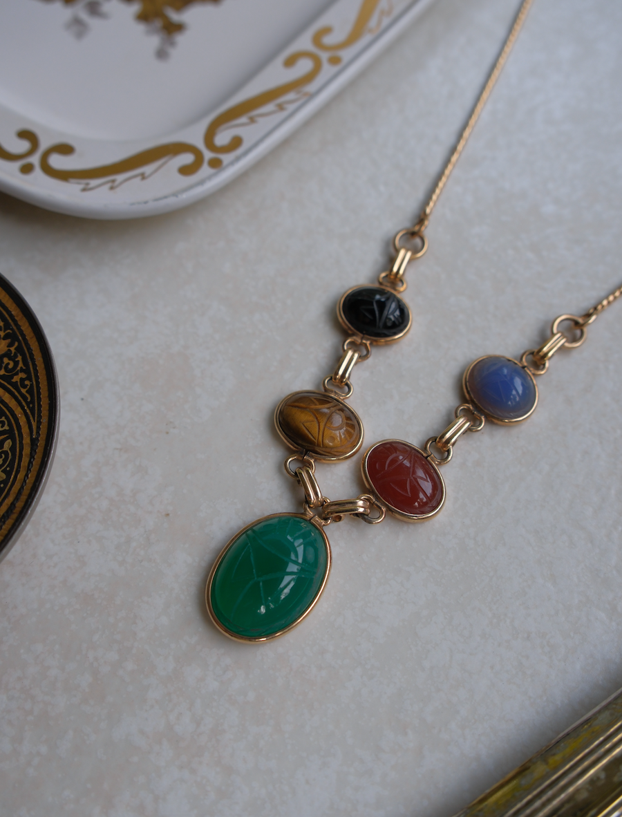 Layla Gold-Filled Scarab Lariat - Stone Cooper