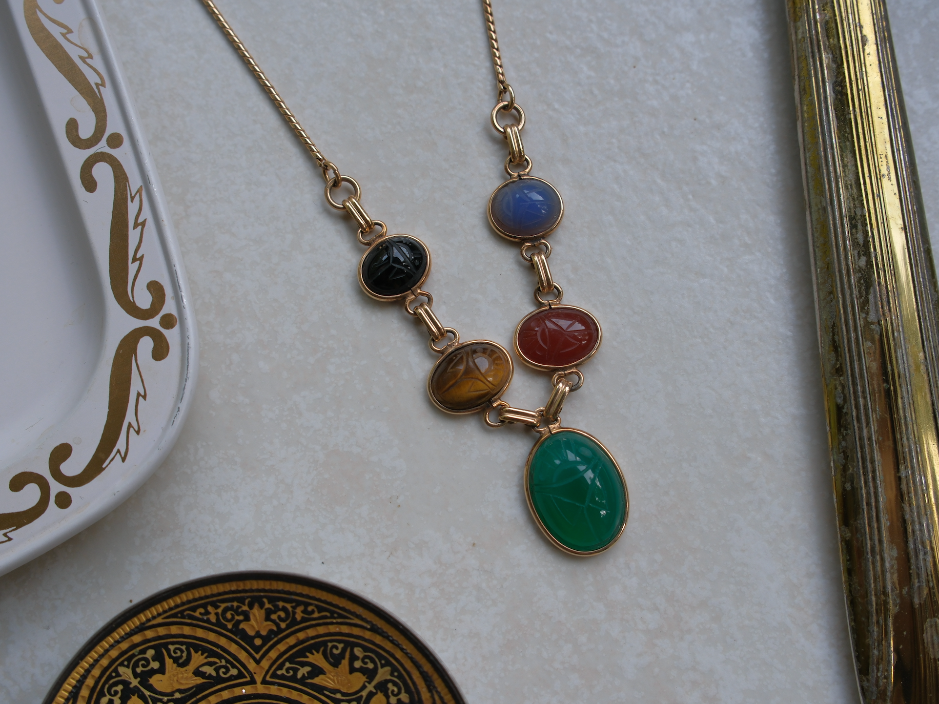 Layla Gold-Filled Scarab Lariat - Stone Cooper