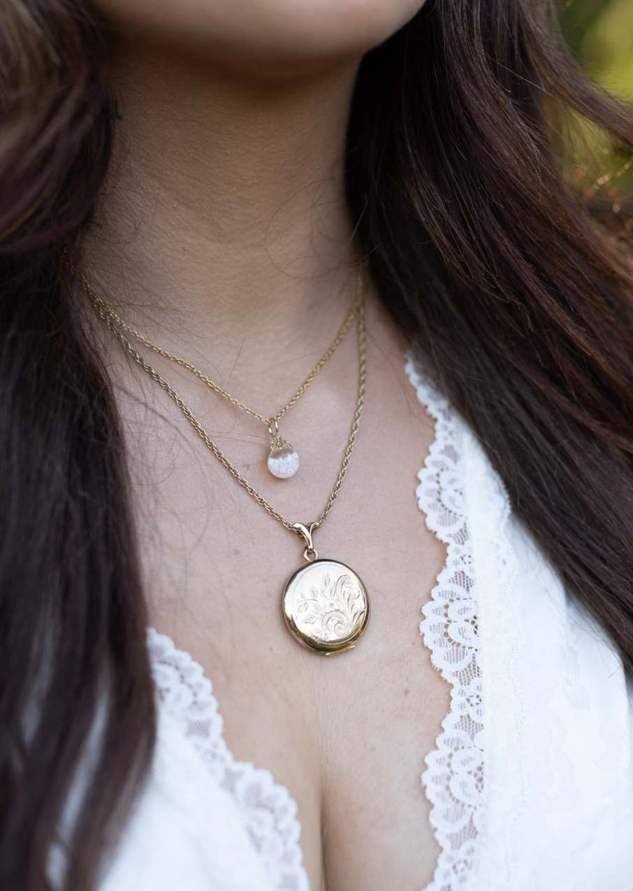 Sabina Gold-Filled Flower Locket - Stone Cooper