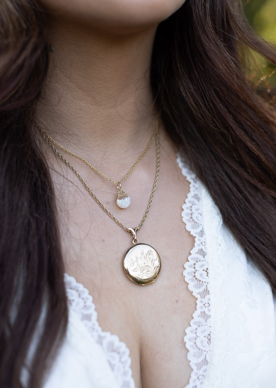 Sabina Gold-Filled Flower Locket - Stone Cooper