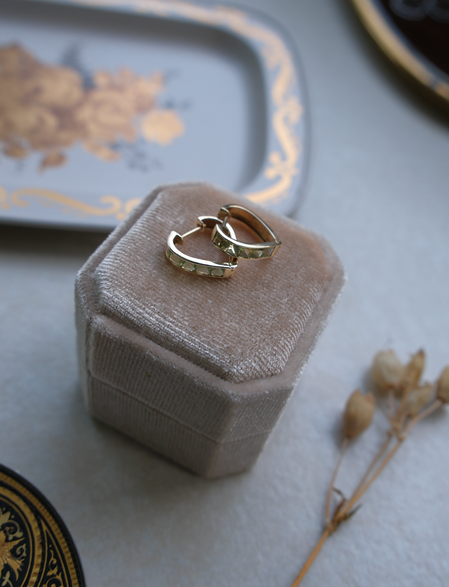 Peridot 14K Heart Huggies - Stone Cooper