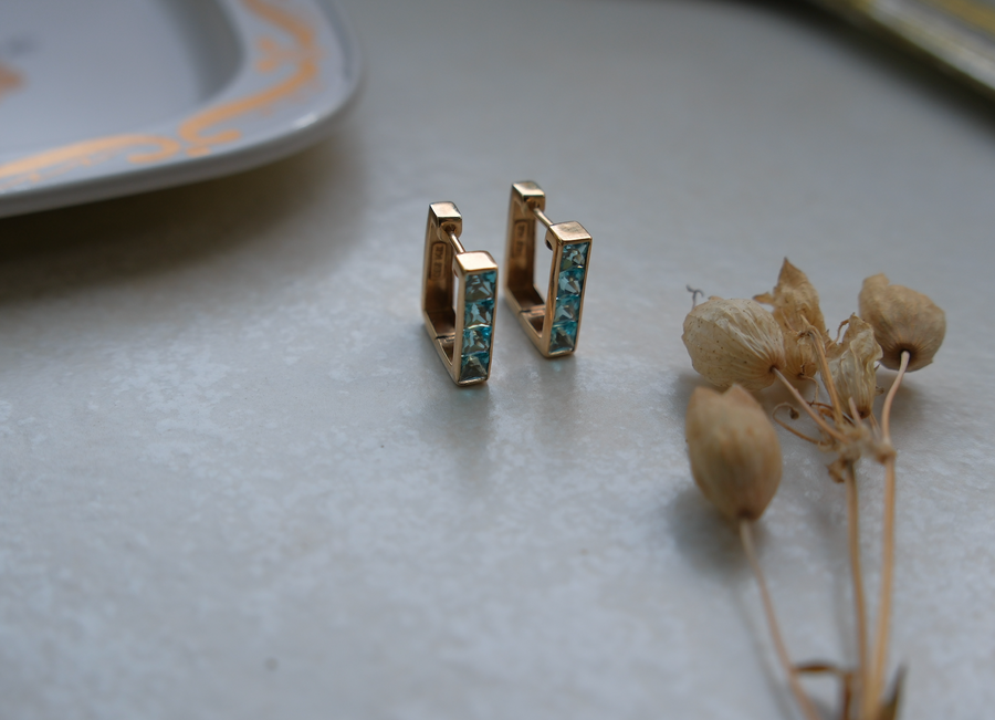 Vintage 14K Topaz Huggies - Stone Cooper