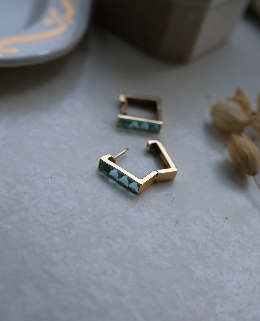 Vintage 14K Topaz Huggies - Stone Cooper