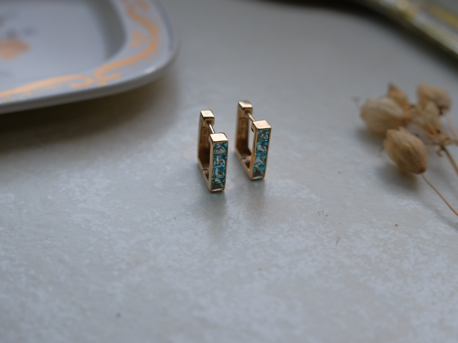 Vintage 14K Topaz Huggies - Stone Cooper