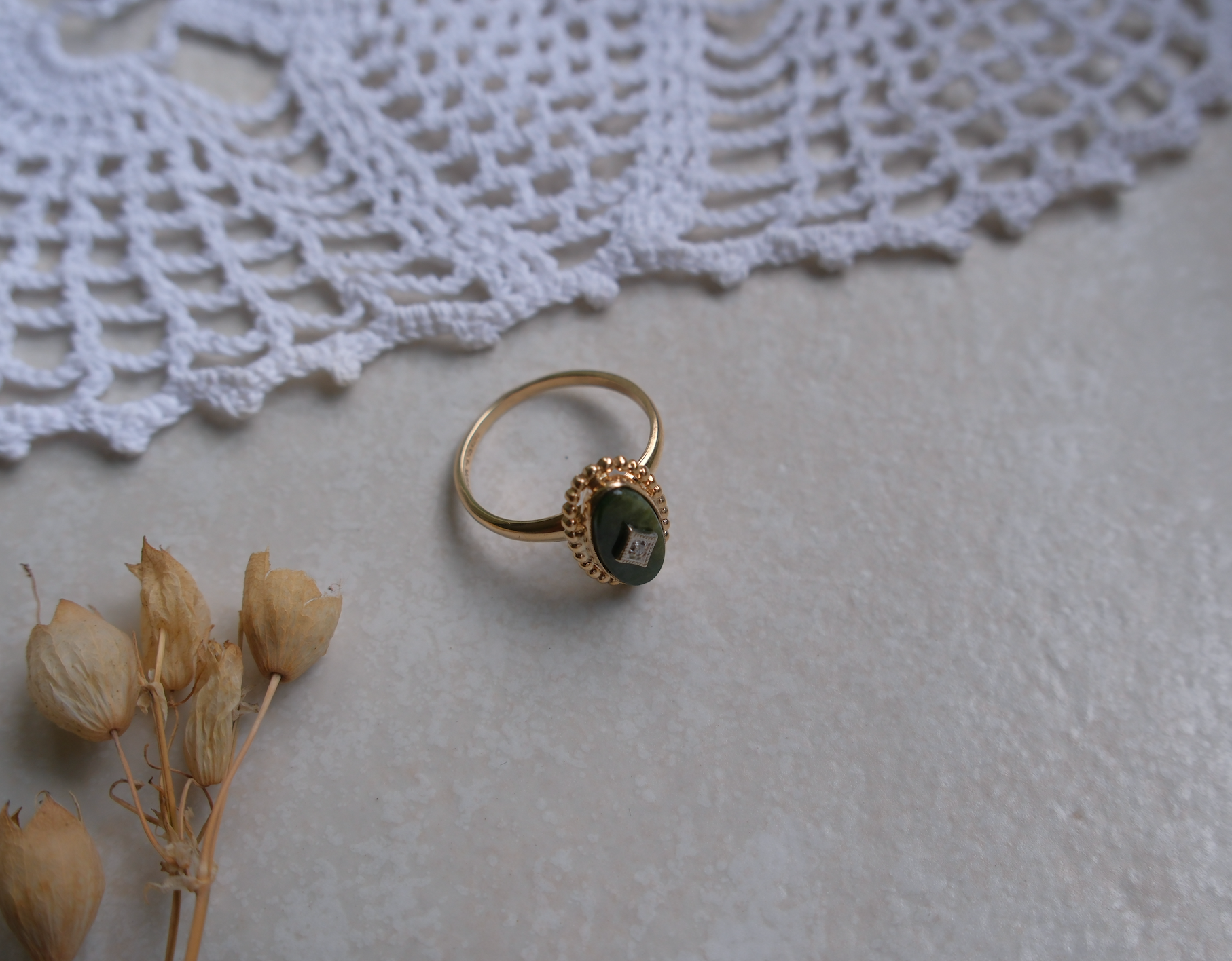 10K Jade Diamond Estate Ring (6.75) - Stone Cooper