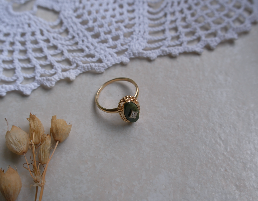 10K Jade Diamond Estate Ring (6.75) - Stone Cooper