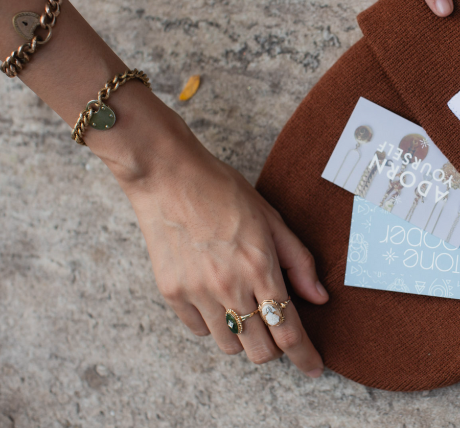 10K Jade Diamond Estate Ring (6.75) - Stone Cooper