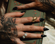 14K Snake Ring, Ruby Eyes (4.75) - Stone Cooper