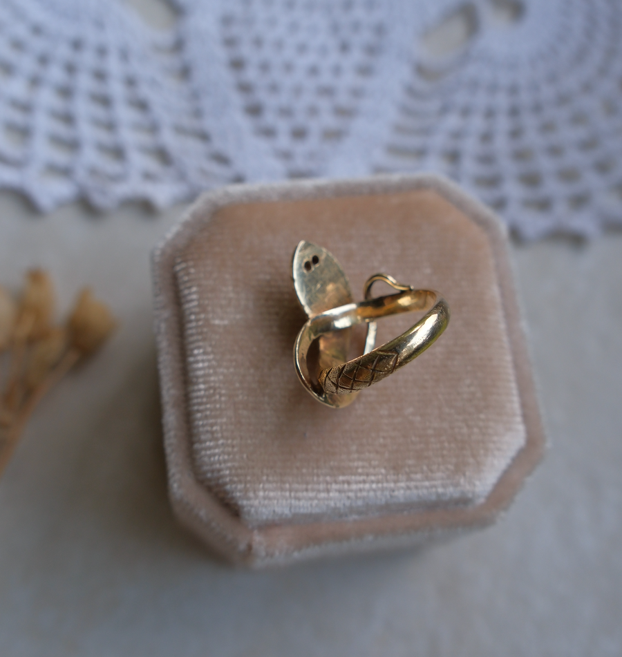 14K Snake Ring, Ruby Eyes (4.75) - Stone Cooper