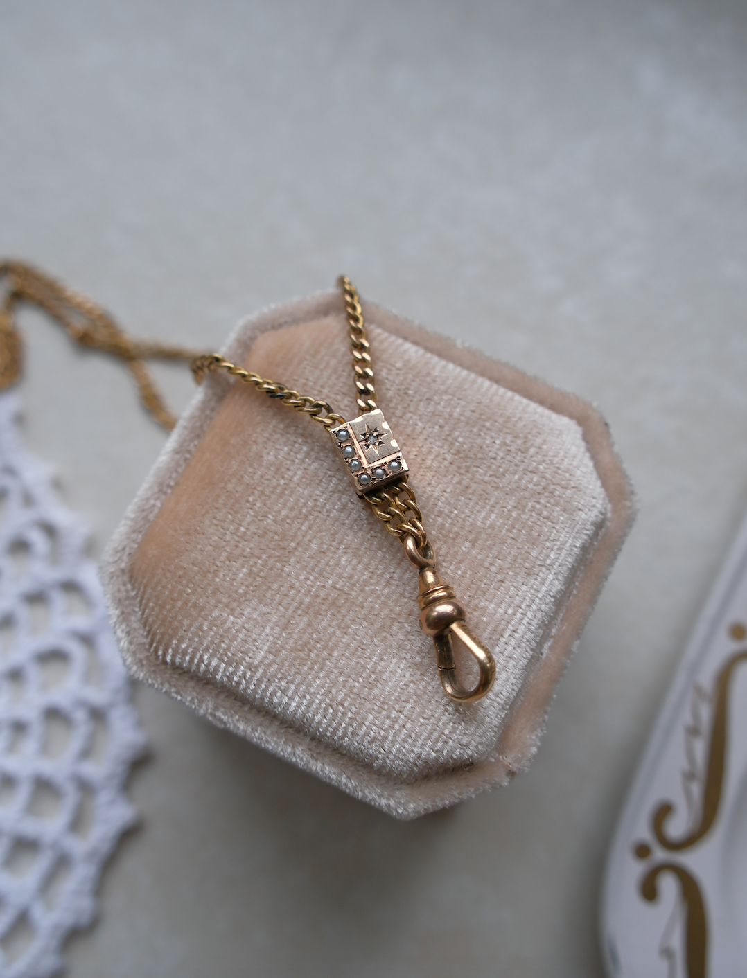 Dalia Pearl and Diamond Gold-Filled Lorgnette Chain - Stone Cooper