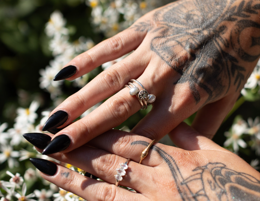 Pearl Sterling Stacker Ring - Stone Cooper