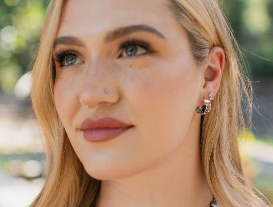 Sterling Silver Braided Chain Hoops - Stone Cooper
