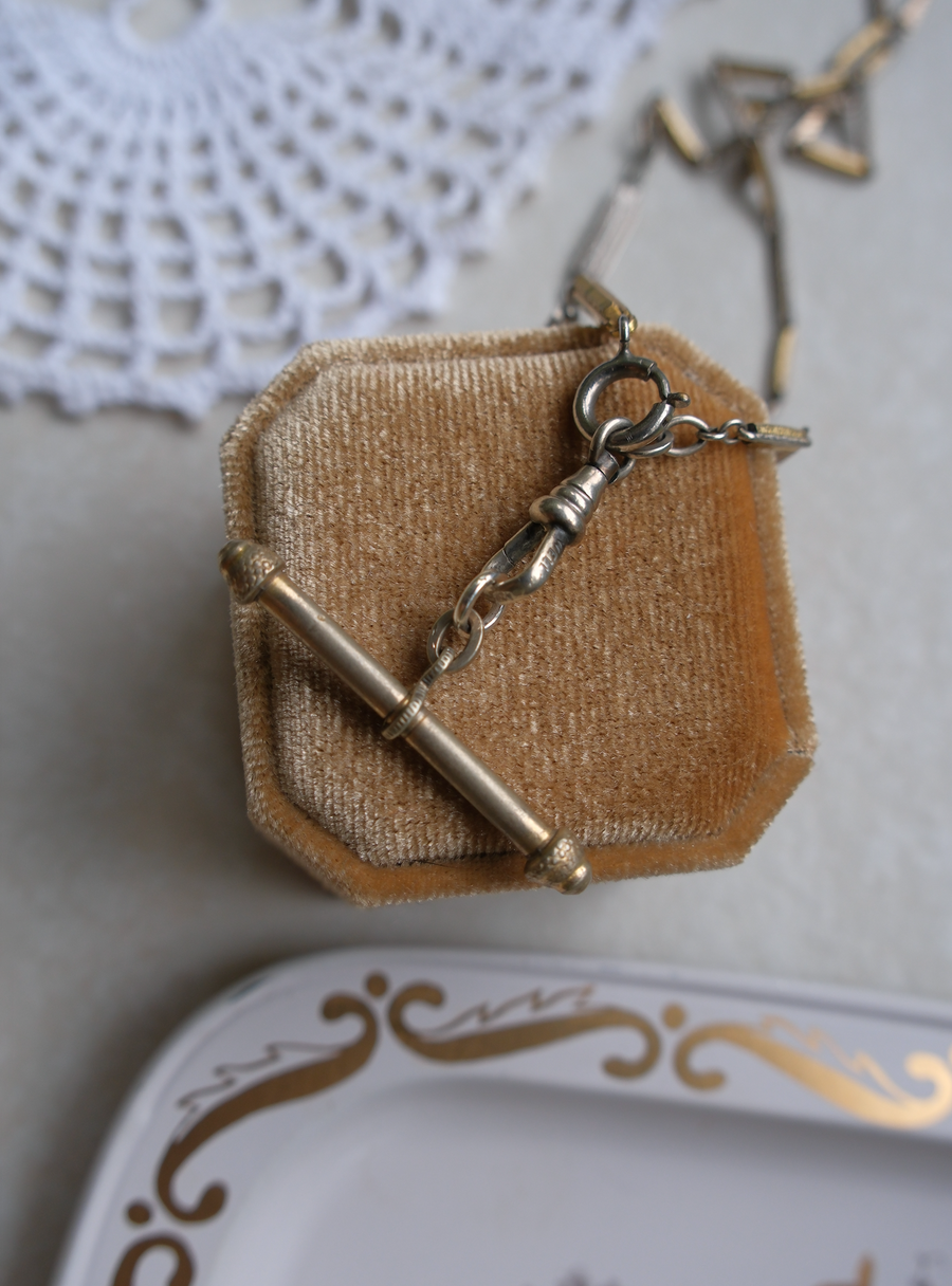 Linda Two-Toned T-Bar, Watch Chain Necklace - Stone Cooper