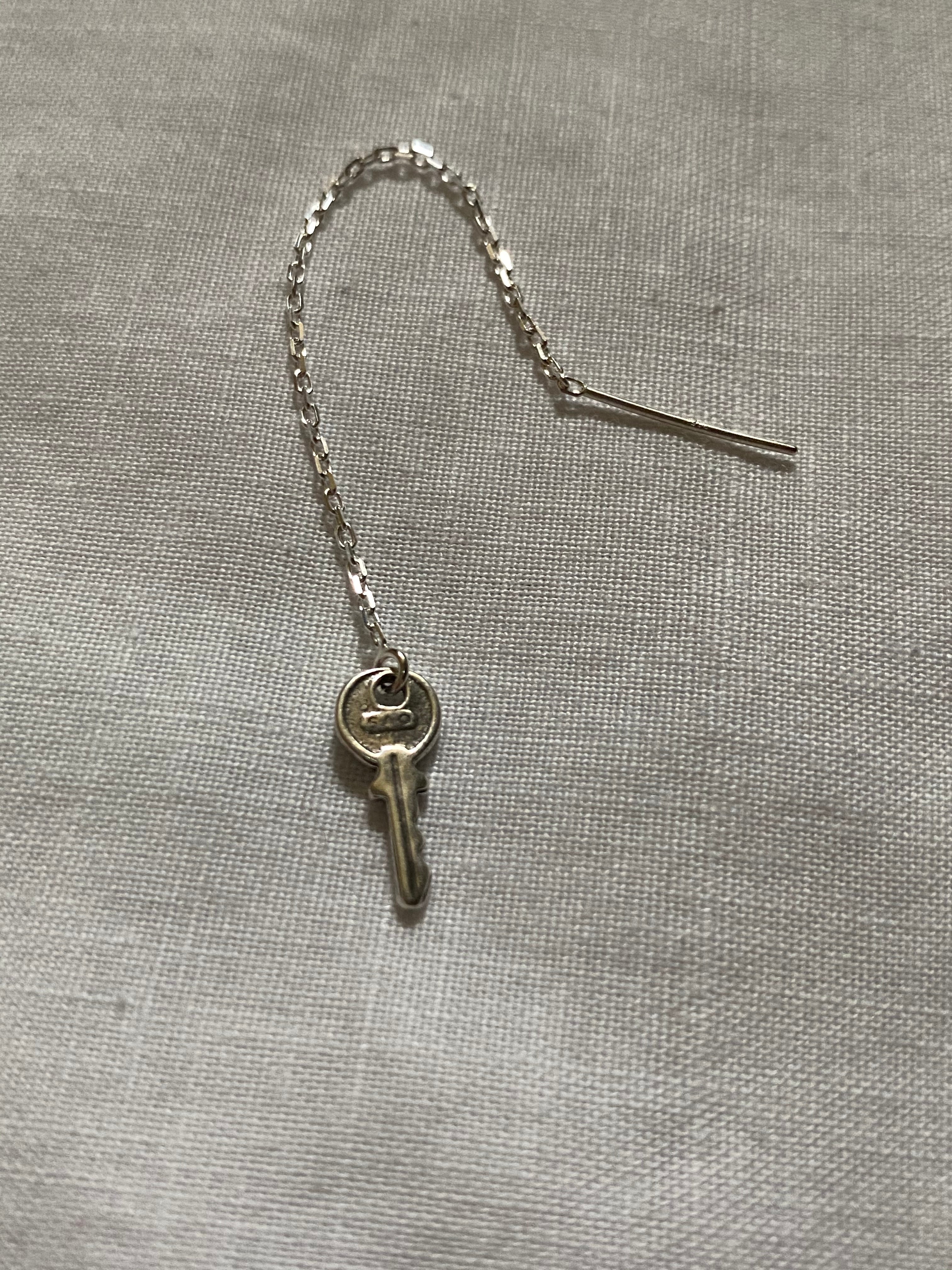 Tiny Key Silver Ear-threader - Stone Cooper