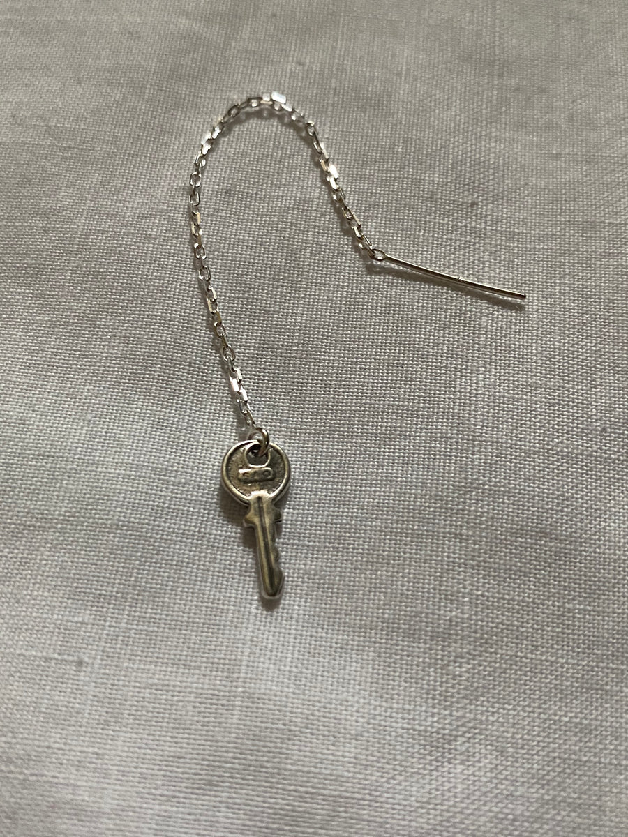 Tiny Key Silver Ear-threader - Stone Cooper