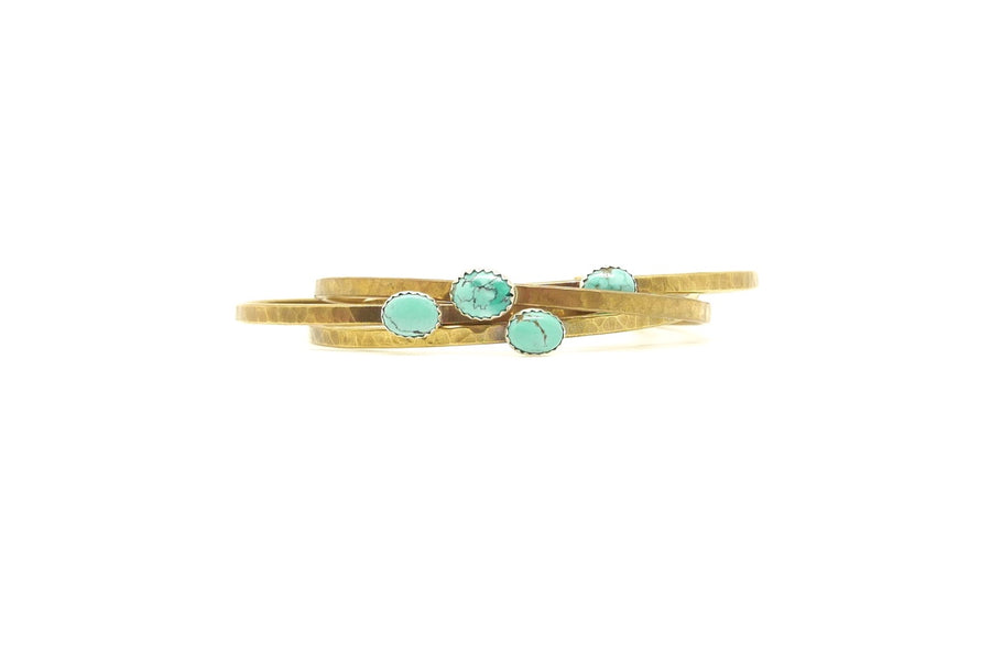 Turquoise Everyday Brass Cuff - Stone Cooper