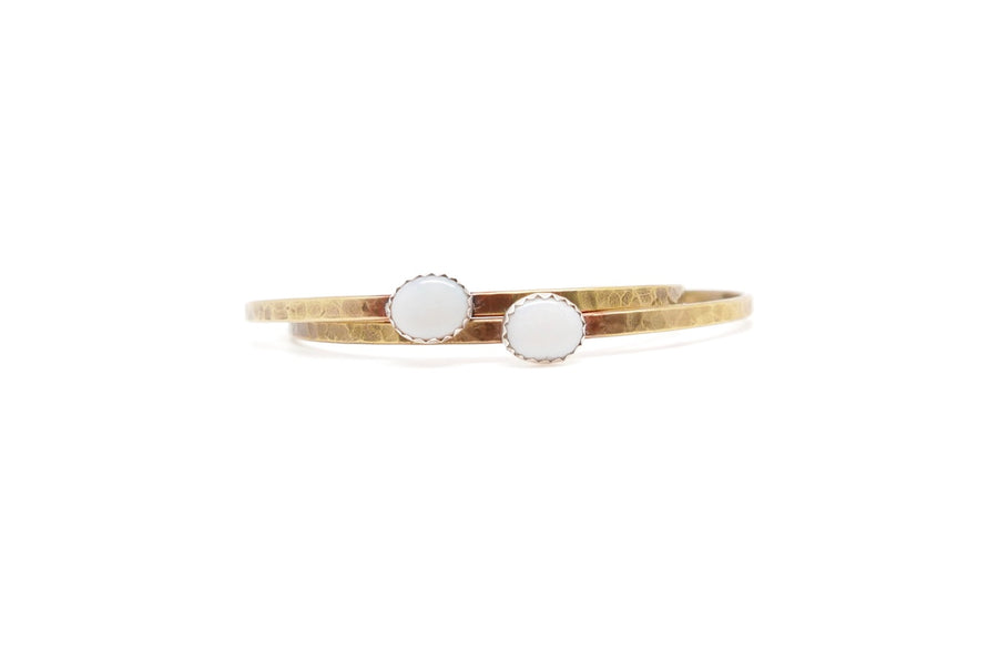 Opal Everyday Cuff, Silver or Brass - Stone Cooper