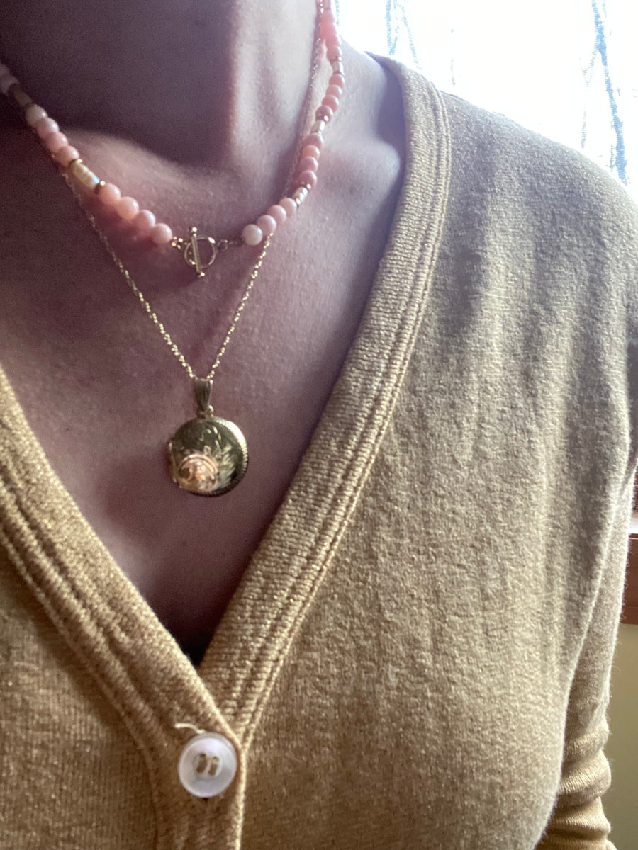 Coral Antique Locket Set - Stone Cooper