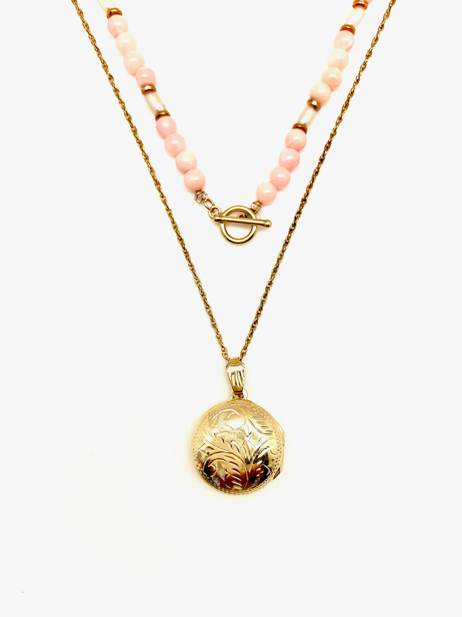 Coral Antique Locket Set - Stone Cooper