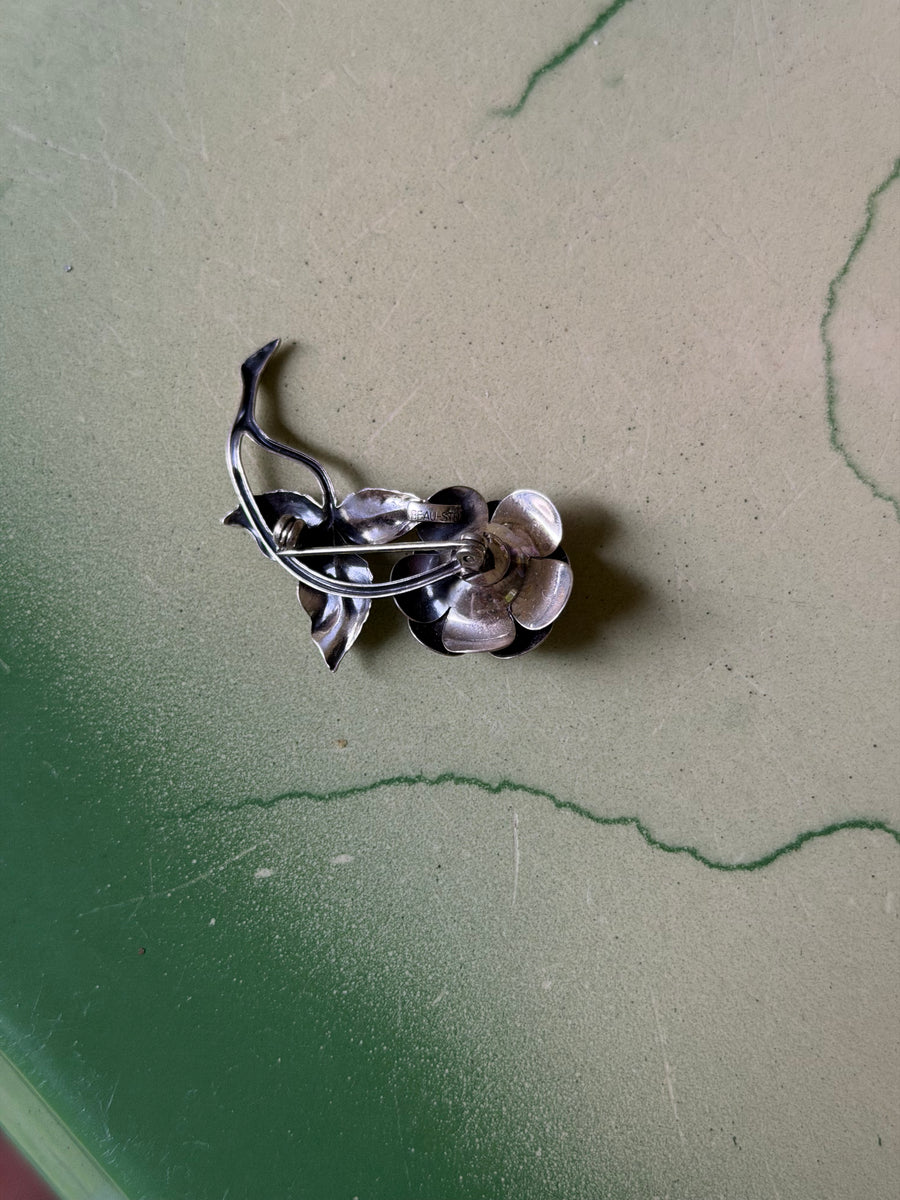 1950s Sterling Beaucraft Rose Brooch