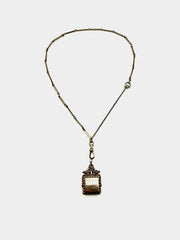 Francine Antique Gold Filled Watchchain Fob Necklace