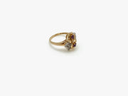 Amethyst, Diamond 10K Antique Flower Ring (9.25)