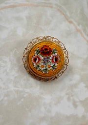 Vintage Micro-Mosaic Yellow Bouquet Brooch - Stone Cooper