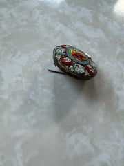 Vintage Micro-Mosaic Round Brooch