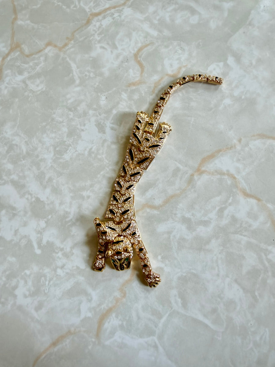 1980s Articulated Rhinestone Tiger Brooch